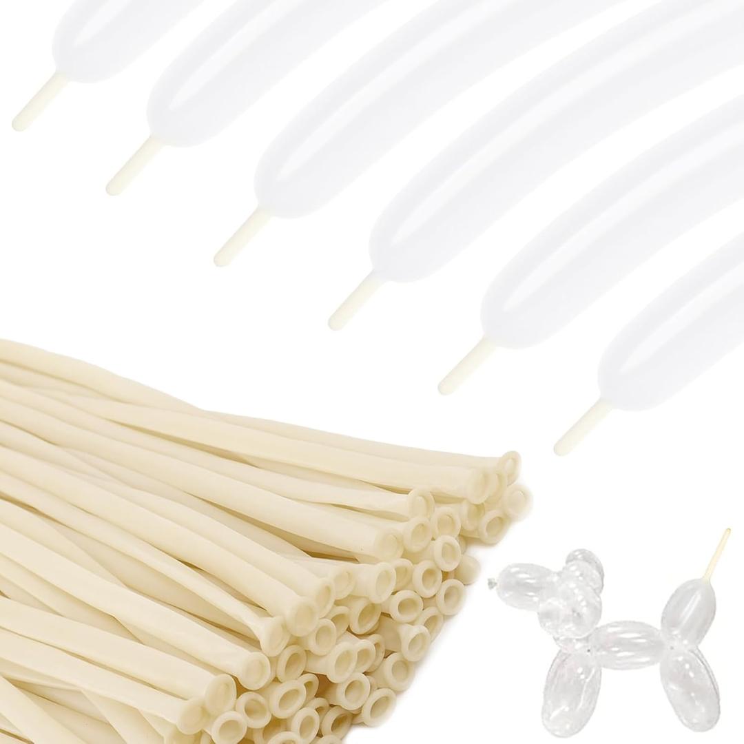 260 Balloons - Clear Long Balloons for Tying Balloon Arch | 100Pcs Skinny Stretchy Tie Balloons for Animal Making, Twisting, Attaching & Long Balloon Tying