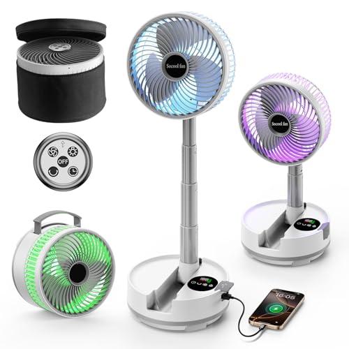 Socool 20000mAh Portable Fan Foldable Wireless Battery Rechargeable with 8-Speed & 112H, 90° Osciliating Floor Standing Fan Remote, Desk Fan with 8H Timer & LED Light for Home Kitchen Travel Camping