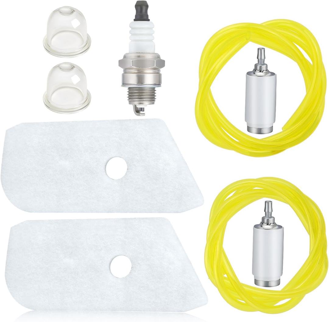 Powtol 128LD Air Filter Tune Up Kit + Fuel Line Primer Bulb Spark Plug for Hus-qvarna 124L 125C 125E 125L 128C 128L 128CD 128LDX 128R 128RJ Trimmer Parts 530150253