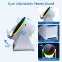 Wireless Induction Audio Bluetooth Speaker, 4 in 1 Phone Stand Speakers Amplifier with Colorful Ambient Light,360 Adjustable Holder for Tablet iPhone Android, Gifts for Men Women Teens-White