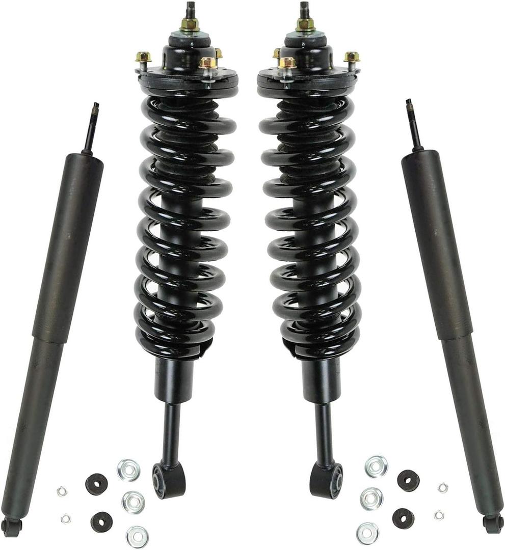 TRQ Front & Rear 4 Piece Complete Shock Assembly & Shock Absorber Kit Set Compatible with 2005-2015 Toyota Tacoma 4WD 2005-2015 Toyota Tacoma Pre Runner RWD