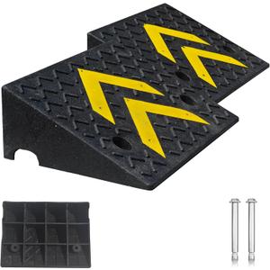 Rubber Curb Ramp, 6" Rise Height 2 Pack, Heavy-Duty 11000 lbs/5 T Capacity Threshold Ramps for Sidewalks, 17.13" L x 13" W Driveway Curb ramps with Deepened Anti-Slip Texture for Cars