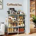 HapiRm Rolling Kitchen Microwave Cart - 4 Tier Microwave Table Stand with Pull-Out Baskets, Coffee Bar Baker's Rack with Wheels Rolling Storage Cart Organizer Shelf for Living Room Office, Balcony