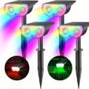 Consciot Solar Spot Lights Outdoor, Halloween Decorations 22 LEDs IP67 Waterproof Color Changing Solar Outdoor Lights, 8 Colors, 2-in-1 Adjustable Wall Lights for Garden Yard Pathway, 4 Pack (RGB)