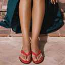 Flip Flops for Women Comfortable Slip on Open Toe Thong Sandals Casual Summer Dress Flats Sandal Shoes. (Red, Us 8.5)