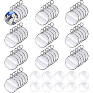 Hicarer 200 Pieces 12 mm Stainless Steel Round Blank Bezel Set, Including 100 Pendant Trays 100 Glass Cabochon Trays Pendant Blanks for Jewelry Making DIY Findings
