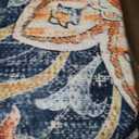 RELEANY Area Rugs 8'x10' Washable Non-Slip, Floral Vintage Distress Print Pattern Medallion Carpet for Living Room Bedroom Dining Room, Beige Navy Blue Orange Colorful