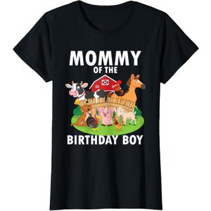 Mommy of The Birthday Boy Farm Animals Matching Farm Theme T-Shirt Size L