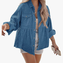 Tutorutor Womens Corduroy Shirts Casual Long Sleeve Button Down Blouses Tunic Babydoll Dress Loose Pocket Jacket Shackets (No size)