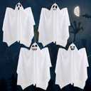 DIYASY Halloween Ghost Hanging Decorations,4 Pcs 27.5 Inch Large White Cute Flying Ghosts Ornament for Outdoor,Porch,Yard and Tree Dcor