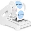 Guermok Thermal Shipping Label Holder for Rolls & Fan-Fold, Fragile Stickers for Shipping, Label Stand Desktop Printer Holder-Home Office Accessory- Sticker Dispenser for Holographic Vinyl (7 inches, White)