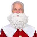 Honcloud Men's 8 Inches Curly White Realistic & Fluffy Fake Beard For Wizard Costume Party and Halloween(White)