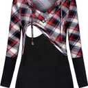 Quinee Women's Long Sleeve Plaid Colorblock Nursing Pullover Hoodie Sweatshirts (X-Large)
