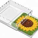 Acrylic Tray for Needlepoint, 9 x 9 Inch Clear Scalloped Acrylic Decorative Tray with Upgraded 2 Magnets Drawer Display for Insert Photo, Fabric Square Organizer Acrylic Tray for Home Decor