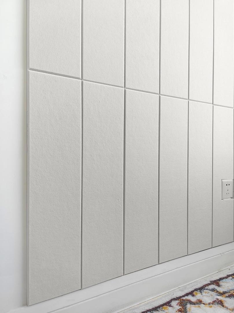 Shiplap Felt Wall Panels for Interior Wall Decor, Accent Wall Paneling for Bedroom Living Room & Office, Peel and Stick, Sound Absorbing 24 Pack Felt Wall Tiles with Adhesive - Warm White
