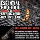 Grillaholics Essentials Grill Brush Steel - Triple Machine Tested for Safety - Stainless Steel Wire Grill Brush for Deep Grill Cleaning 