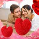 2 Pcs Heart Shaped Pillow 14 Inch Heart Chenille Pillow Cushion Plush Soft Throw Cushion with Removable Cover for Sofa Couch Bed Women Girls Gifts(Red)