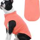 FUAMEY Dog Fleece Vest for Medium Dogs,Warm Stretchy Dog Sweatshirts Pullover with Leash Hole Dogs Sweater Soft Pet Turtleneck Cozy Pet Vest Lightweight Sleeveless Orange M