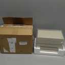 Frebeauty Acrylic Jewelry Organizer Earring Organizer Box with 5 Drawers Earring Holder Organizer with Velvet Trays Clear Jewelry Box for Women Earring Display for Rings Studs(Beige)