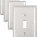 4-Pack Switch Plate Cover, Satin Nickel Decorative Light Switch Cover, Metal Toggle Wall Plates, Midsize