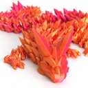 3D Printed Dragon - 24 inch Dragon Fidget Toy, Pearly Sheen Articulated Dragon, 3D Printed Gift for Birthday, Figurine Decor(Red Mix Gold