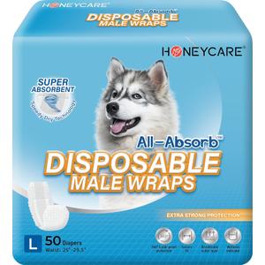 HONEY CARE All-Absorb A24 Male Dog Wrap, 50 Count, Large