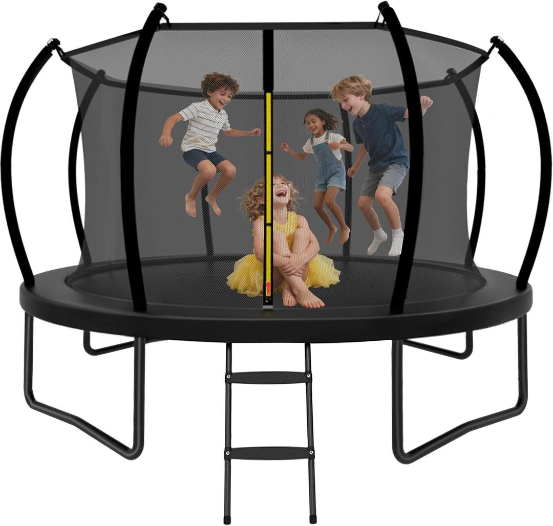 Trampoline Outdoor 14FT with Safety Enclosure Net and Ladder, ASTM Approved Recreational Trampoline for Kids and Adults, Rust-Resistant Frame