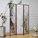 Furnnylane 3 Panel Room Divider Screen,Double Faced Room Divider Folding Wall Divider for Room Separation,Mountains and Waters Landscape,67" H x 47.2" W