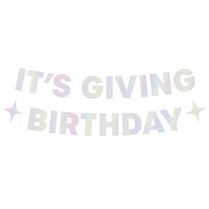 xo, Fetti It's Giving Birthday Banner, Pre-strung, Iridescent Foil - 3 Ft. | Fun Birthday Party Decorations, 21st Bday Supplies, HBD, Sweet 16, Cute Girl Gift, Photobooth Backdrop