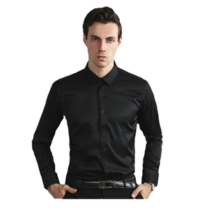 Men's Stretch Shirt Long-Sleeved Silk Soft Slim Fit Business Party Top , Size 4XL