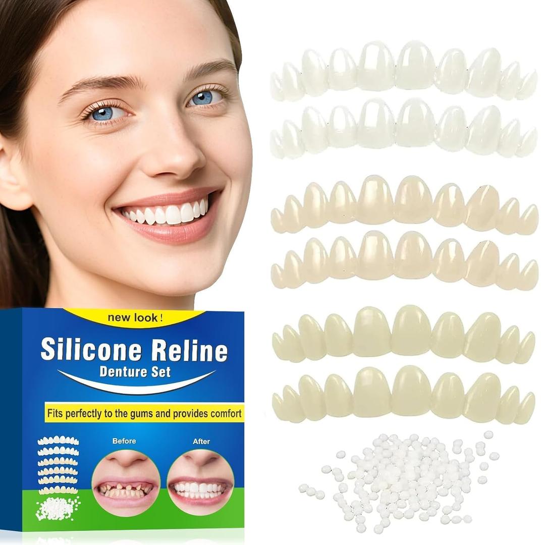 Veneers Teeth for Women, Tooth Replacement Missing Teeth, Upper Veneer Cosmetic Tooth, Moldable Thermal Beads Replacement Kit, Unisex to Denture Repair Kit, 6PCSS-BZC