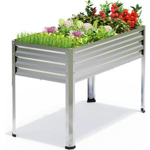 Galvanized Raised Garden Bed with Legs, 48 gallons, 48"x24"x32" Large Metal Elevated Planter Boxes with Drainage Holes,for Vegetables, Flowers, Backyard, Patio, Balcony