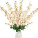 6Pcs Delphinium Artificial Flowers 37.4 Champagne Fake Silk Flowers Long Stem Faux Snapdragon Flowers for Vase Table Home Wedding Party Garden Decoration(Champagne)