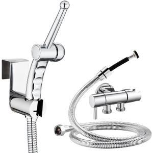 CREA Handheld Bidet Sprayer for Toilet, Adjustable Jet Attachment, Ergonomic Hand Held With Hose for Feminine Wash Cloth Diaper Set, Stainless Steel Chrome