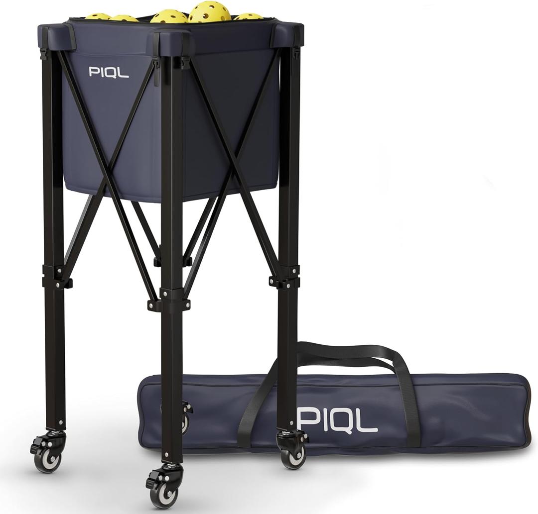 Navy Blue Pickleball Ball Caddy - Wheeled Cart, Storage Bag - 100 pickleball capacity - Tennis Ball Hopper
