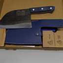 XYJ Antique Forged Butcher Knives, Serbian-Style Chef's Knife with Sheath, Heavy-Duty Meat Cleaver for Kitchen & Outdoor Use, Full Tang Construction (6.7", Blue)