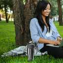 Oggi Commuter Travel Mug 14oz - Insulated Coffee Mug, Thermal Stainless Steel with Easy Grip Tumbler Handle - Black