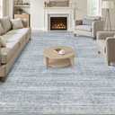 10x12 Area Rug Living Room: Washable Large Vintage Blue Rug Neutral Non-Slip Soft Stain Resistant Indoor Carpet for Bedroom Nursery Dining Room Under Table Bed Home House Office Playroom, Blue