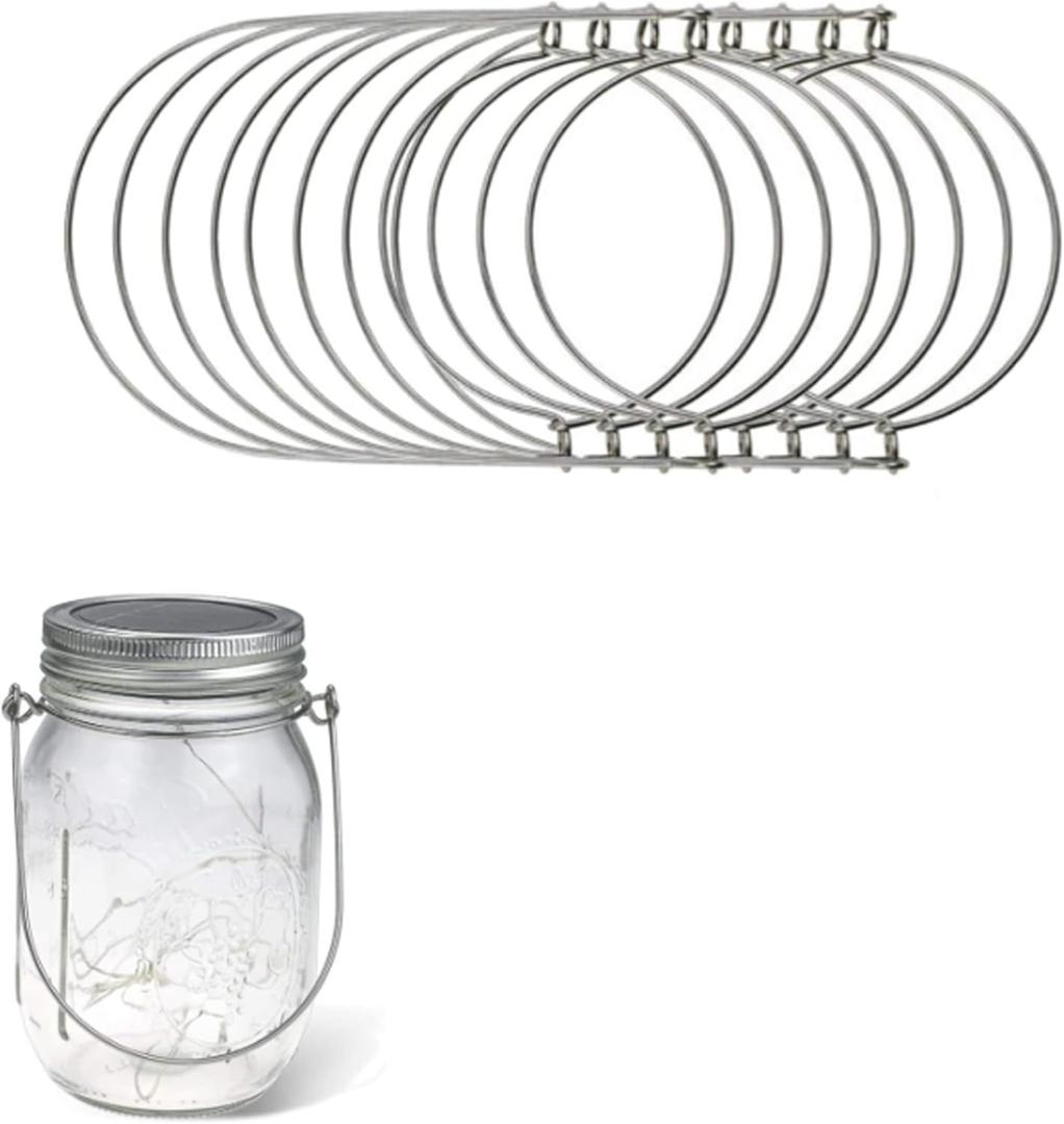 8 Pack Mason Jar Wire Hangers, Mason Jar Handle & Wire Hanger for Canning Jars Stainless Steel Mason Jar Lid Holder, Hanging Hook for Wide Mouth Canning Jars, Durable for Jar Storage & Display
