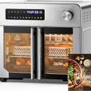 OSTBA French Door Air Fryer Toaster Oven Combo, 102 Recipes & 7 Accessories Extra Large Airfryer Convection Oven Countertop 10-in-1, 30% Faster 90% Less Oil, Stainless Steel