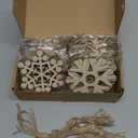 Hestya 50 Pieces Wooden Snowflake Crafts Ornaments Unfinished DIY Wood Snowflake Cutouts Christmas Tree Hanging Crafts Ornaments with Strings for DIY Christmas Decorations (10 cm,Natural Color)