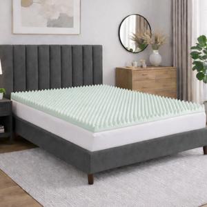 1-Inch Convoluted High Density Foam Mattress Topper, CertiPUR-US Certified for Superior Comfort and Support, Twin, Green
