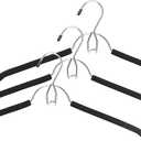 Whitmor Shirt/Blouse Hangers w/Belt Hook, Chrome / Black (Set Of 3)