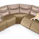 Timeles Waterproof Velvet Reclining Corner Sectional Couch Covers Extra Large L-Shaped Recliner Sofa Slipcover Without Backrest Thick Soft Washable (Khaki, Seat-Only: 5-Seat)