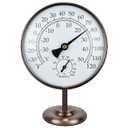 4 Outdoor Thermometer Hygrometer - Solid Brass Analog Temperature Gauge with Stand, No Battery Required Weather Dial Hygrometer Thermometer for Home, Office, Table or Decorative