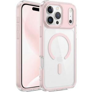 Magnetic for iPhone 17 Pro Max Case, Compatible with MagSafe, Military-Grade Drop Protection, Full Camera Protection, Shockproof Protective, Clear, Girly, Pink