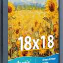 18x18 Frame, Vintage 18x18 Picture Frame Plexiglass for Wall Display, Square Rustic 18x 18 Poster Frame, Antique Blue Collage Gallery Wall Picture Frames, Widen Border