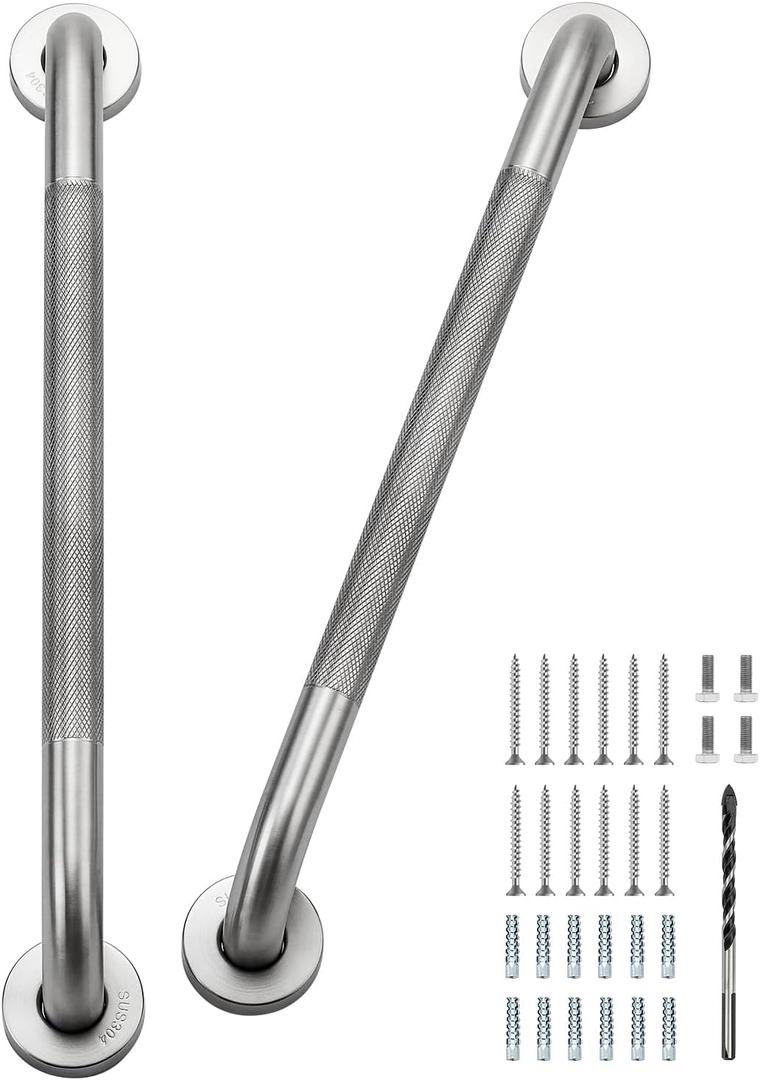 Grab Bars for Shower 2 Pack 18-Inch, Stainless Steel Anti-Slip Safety Shower Handle for Elderly Bathroom Wall Support Handicap Handicap Grab Bars for Seniors, Brushed Nickel