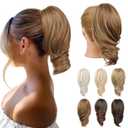 Ponytail Extension - 12" Claw Clip in Ponytail Hair Extensions Natural Soft Synthetic Natural Wave Pony Tail Hair Pieces for Women (Deep Blonde)