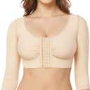 BRABIC Upper Arm Shaper for Women Fajas Post Surgery Compression Sleeves Front Closure Bra Arm Lipo Shapewear Tops, Small